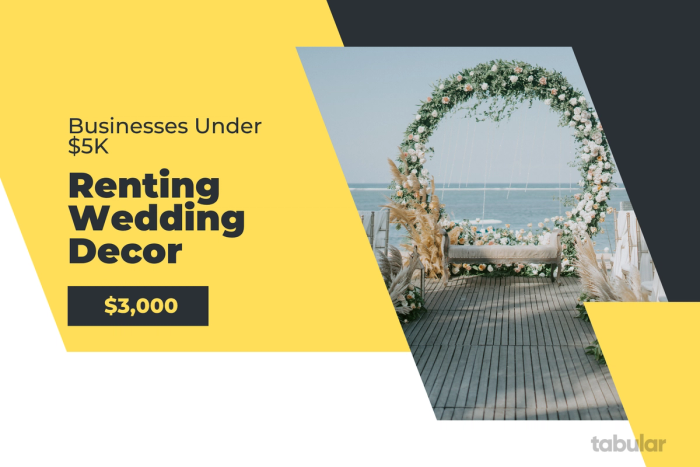 Business under 5k - renting wedding decor.
